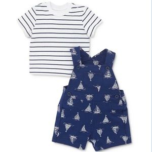 Little Me Cotton Tee & Nautical Shortall Set